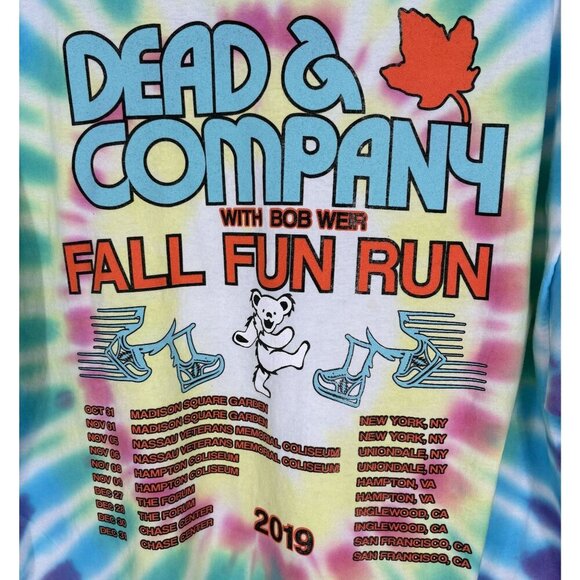Dead & Company 2019 Tie-Dye Fall Fun Run T-Shirt 2XL Fruit Of The Loom Bob Weir - Picture 5 of 10